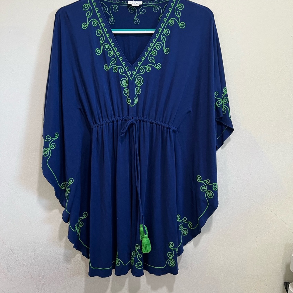 Cabana Life Blue and Green Swim Coverup size S